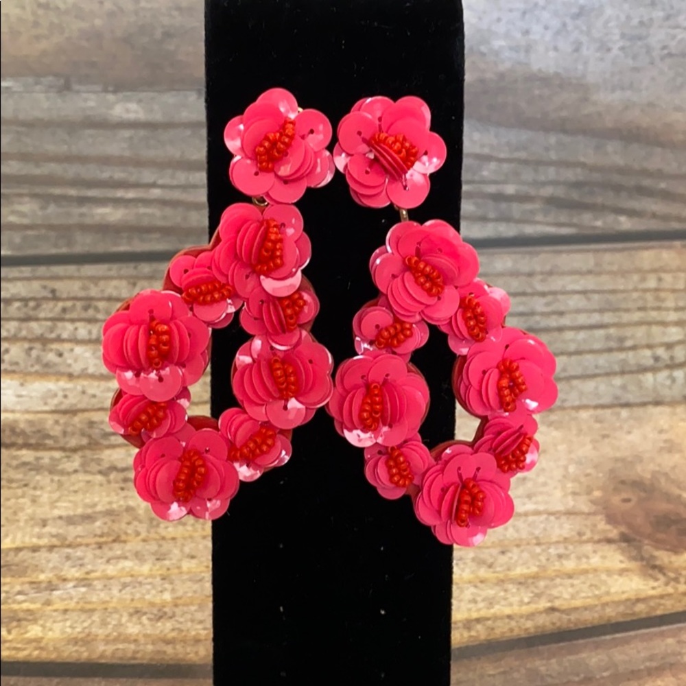 Sequin floral statement earrings